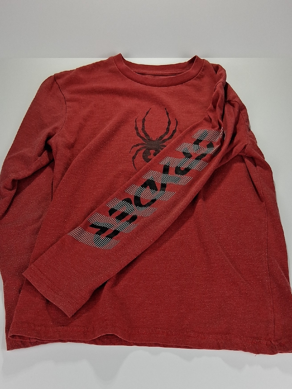 Boys Spyder Long-Sleeve T-Shirt Size Medium (10/12) Red w/ Black Spider Graphic - Picture 6 of 7